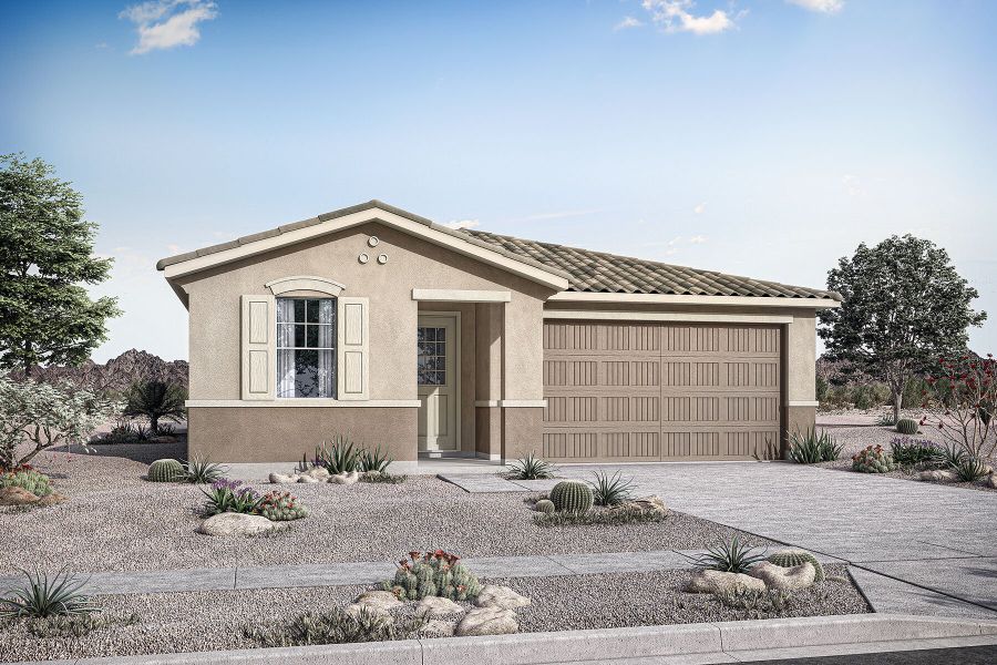 Representative exterior photo of a completed home built from the Ginger by Mattamy Homes in Empire Pointe, Queen Creek, AZ (Image 19). Representative exterior photo of a completed home built from the Ginger by Mattamy Homes in Empire Pointe, Queen Creek, AZ (Image 19).
