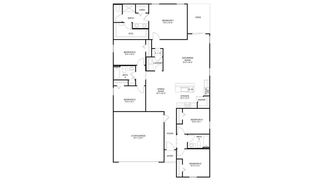 2D floor plan layout for the Lakeside by D.R. Horton in Copes Landing, Jacksonville, FL (Image 5).