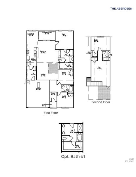 2D floor plan layout for the Aberdeen-exp by D.R. Horton in Laurel Grove, Guyton, GA (Image 3).