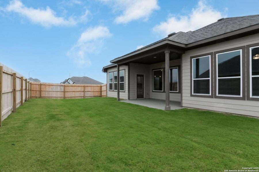 Exterior details and patio area of a home in The Heritage at Saddlebrook Ranch 70's, Schertz (Image 23). Exterior details and patio area of a home in The Heritage at Saddlebrook Ranch 70's, Schertz (Image 23).