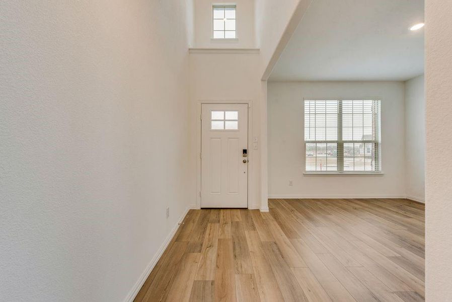 Foyer entrance featuring plenty of natural light and light hardwood / wood-style floors