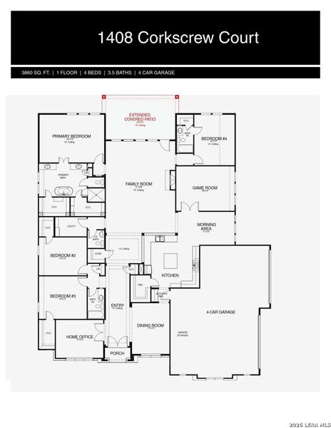 2D floor plan layout of this home in Vintage Oaks, New Braunfels, TX (Image 5).