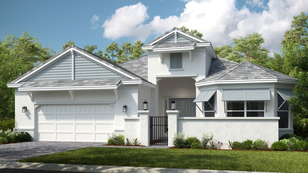 Representative exterior photo of a completed home built from the Pallazio by Taylor Morrison in Esplanade at McKinnon Groves, Winter Garden, FL (Image 21).