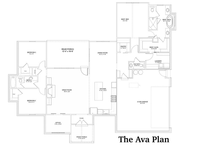 2D floor plan layout of this home in Saddle Crest Estates, Weatherford, TX (Image 3).