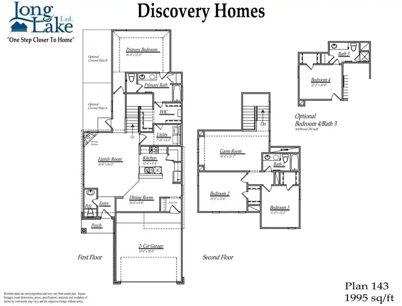 2D floor plan layout for the 143 by Long Lake Ltd. in Brentwood Farms, Rosenberg, TX (Image 3).