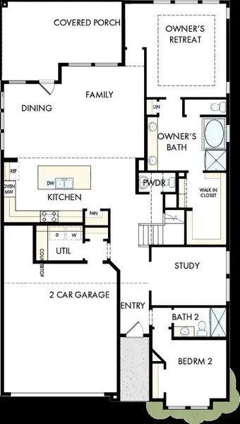 2D floor plan layout of this home in Windsong - Reserve Series, Boerne, TX (Image 2).