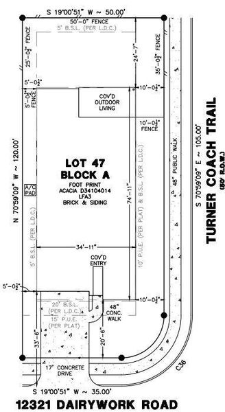 12321 Dairywork Road preliminary plot plan