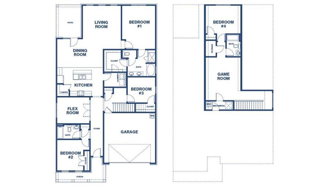 2D floor plan layout of this home in Oak Ridge Meadows - Active Adult, Locust Grove, GA (Image 3). 2D floor plan layout of this home in Oak Ridge Meadows - Active Adult, Locust Grove, GA (Image 3).