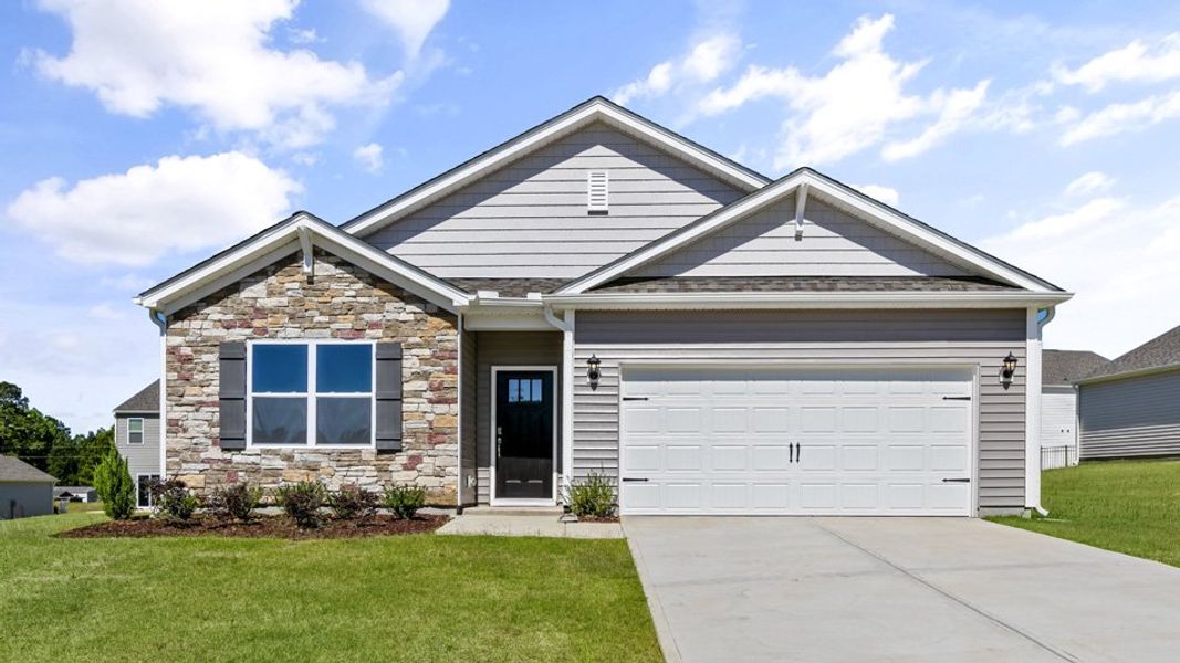 Representative exterior photo of a completed home built from the CALI by D.R. Horton in Swift Creek Farm, Clayton, NC (Image 8).