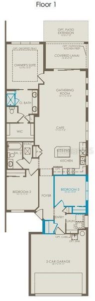 2D floor plan layout of this home in Del Webb at Viera, Melbourne, FL (Image 2). 2D floor plan layout of this home in Del Webb at Viera, Melbourne, FL (Image 2).
