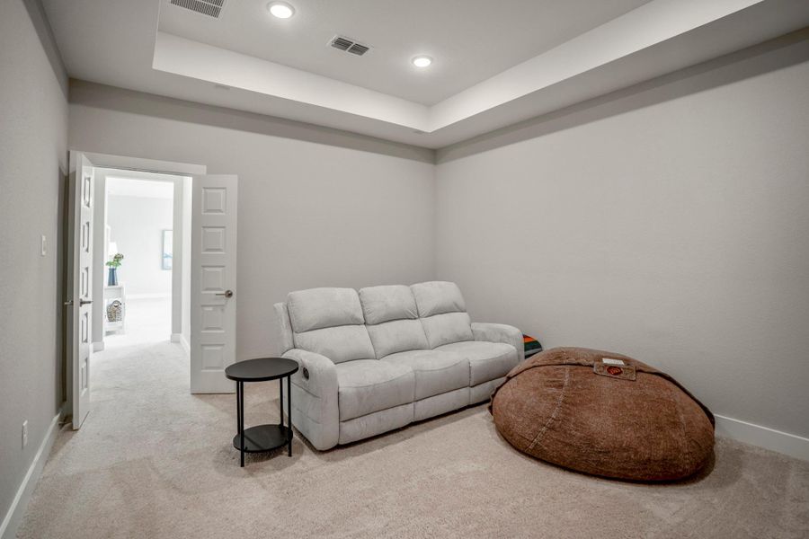 Whether you are watching the latest release or cheering on your favorite team, this designated media room creates the perfect setting to sit back and enjoy the show.