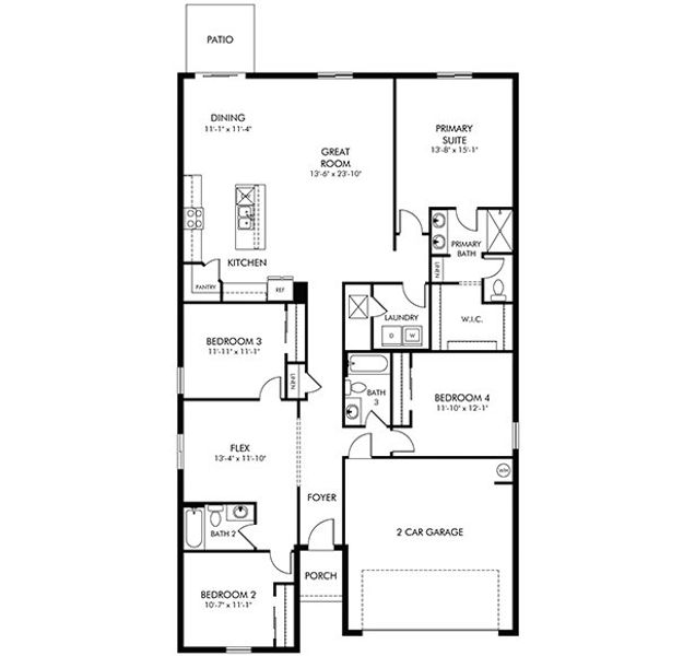 2D floor plan layout of this home in Meritage Homes at Terra Lago - Classic Series, Indiantown, FL (Image 2). 2D floor plan layout of this home in Meritage Homes at Terra Lago - Classic Series, Indiantown, FL (Image 2).