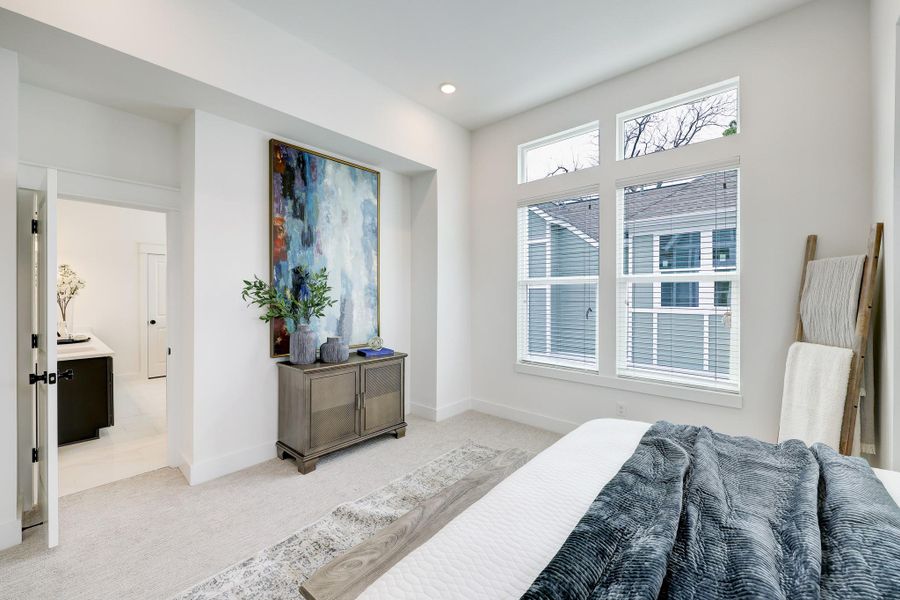 Serene Master Suite: Spacious and bright with elegant en-suite bath access and tranquil views. Serene Master Suite: Spacious and bright with elegant en-suite bath access and tranquil views.