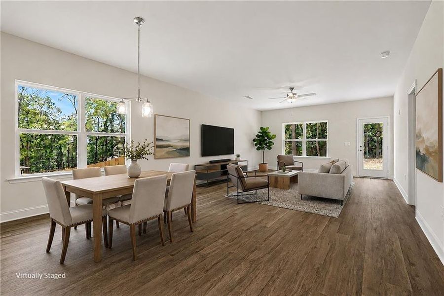 Furnished interior view inside a new home in The Fields of Walnut Creek, Pendergrass (Image 8). Furnished interior view inside a new home in The Fields of Walnut Creek, Pendergrass (Image 8).