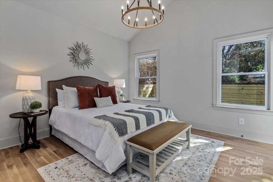 Primary Bedroom with Cathedral Ceiling on Main Level