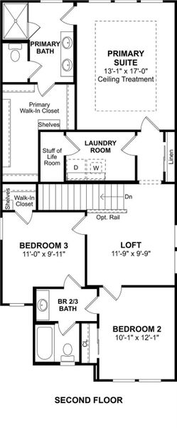 The Marietta floor plan by K. Hovnanian Homes. 2nd Floor shown. *Prices, plans, dimensions, features, specifications, materials, and availability of homes or communities are subject to change without notice or obligation.