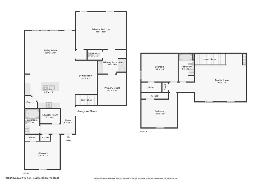 2D floor plan layout of this home in Durango, Mustang Ridge, TX (Image 3).