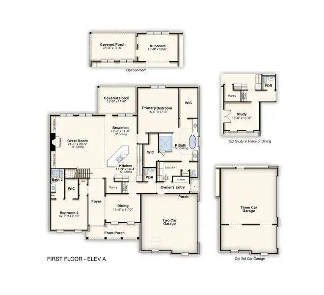2D floor plan layout for the Remington by Grant & Co in White Oak, Arlington, TN (Image 3).
