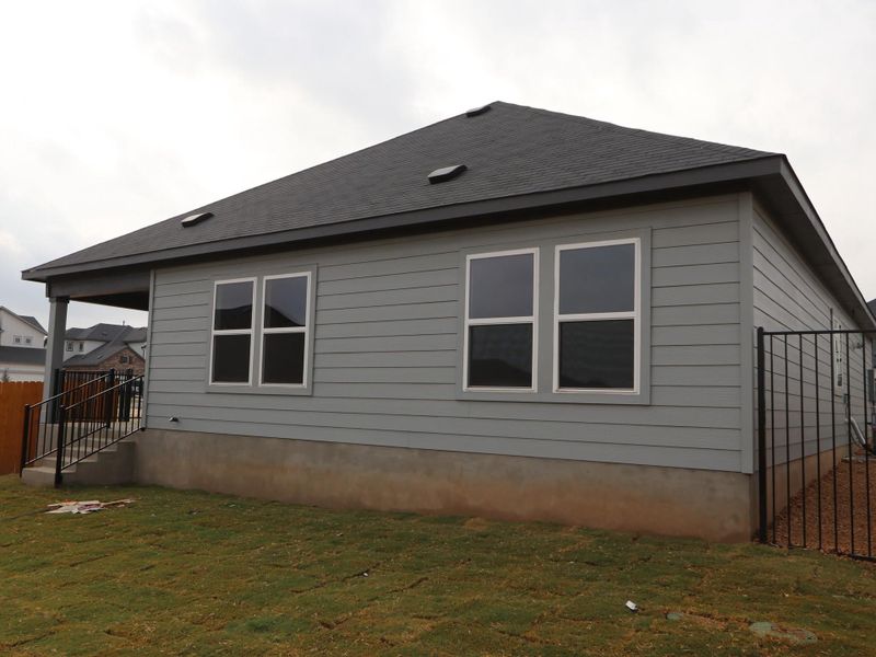 Exterior details and patio area of a home in Cascades at Onion Creek, Austin (Image 3). Exterior details and patio area of a home in Cascades at Onion Creek, Austin (Image 3).