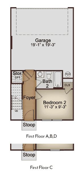 2D floor plan layout for the Rowan by McKinley Homes in Array, Atlanta, GA (Image 3).