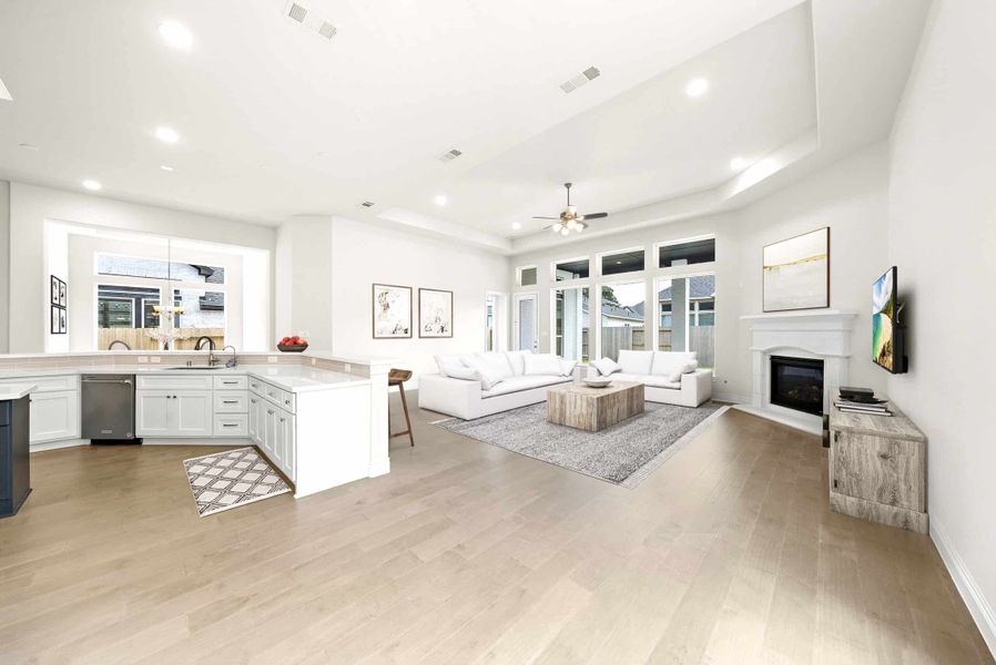 Representative furnished interior of a home built from the 2855AU by Ravenna Homes in Audubon 60′, Magnolia (Image 9).