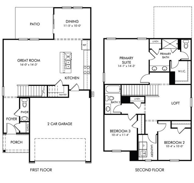 2D floor plan layout of this home in Waterside - Boardwalk Series, Longs, SC (Image 2).