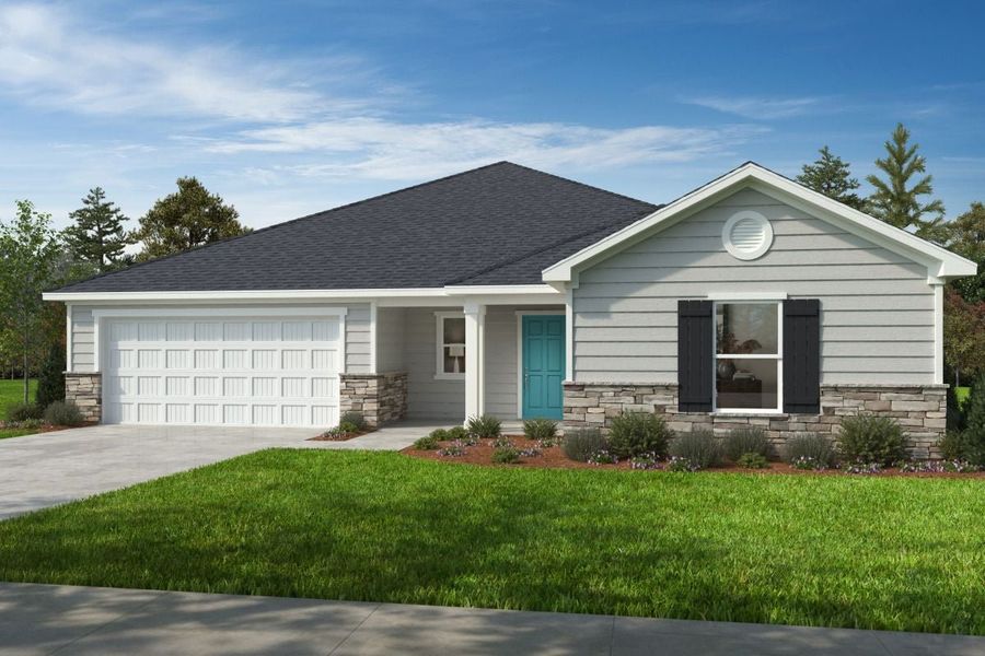 Representative exterior photo of a completed home built from the Plan 2115 by KB Home in Bella Vista Heritage, Denver, NC (Image 6).