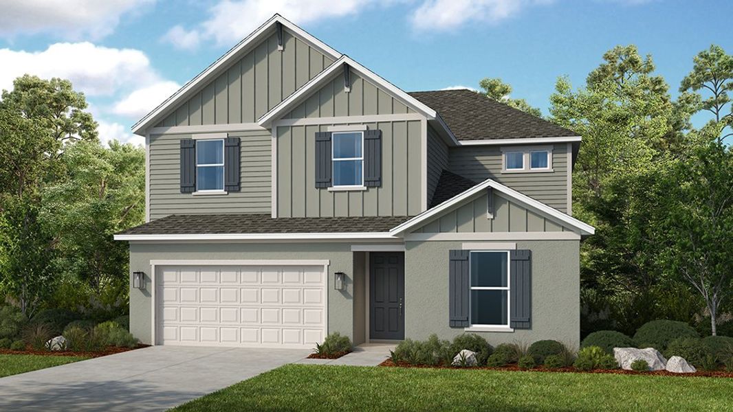 Representative exterior photo of a completed home built from the Monterey by Taylor Morrison in The Waters at Center Lake Ranch, St. Cloud, FL (Image 3).