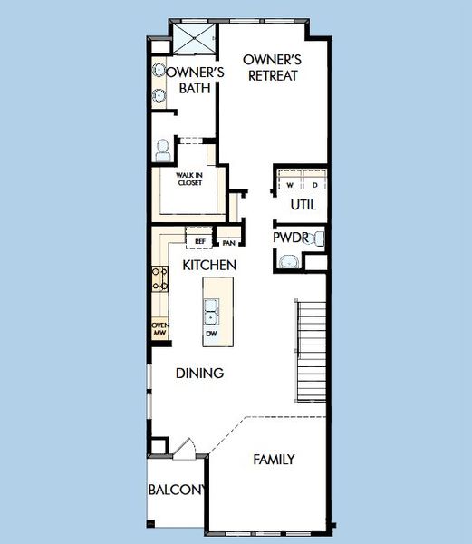 2D floor plan layout for the The Amos by David Weekley Homes in Hillside at Las Colinas, Irving, TX (Image 2).
