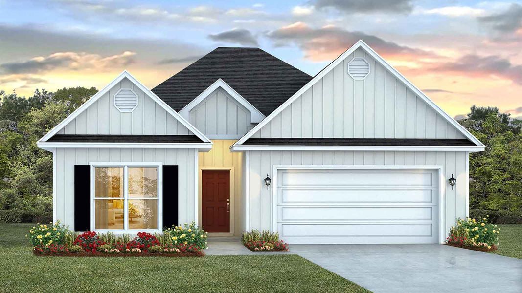 Representative exterior photo of a completed home built from the Kennedy by D.R. Horton in Caballeros Estates At Hombre, Panama City Beach, FL (Image 2).