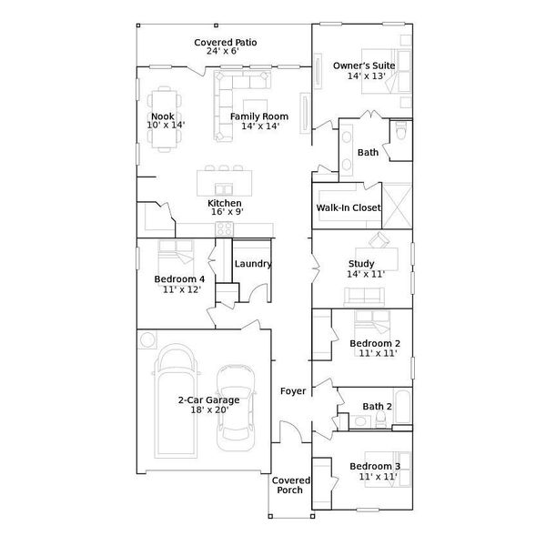 2D floor plan layout of this home in Southern Pointe, College Station, TX (Image 2). 2D floor plan layout of this home in Southern Pointe, College Station, TX (Image 2).