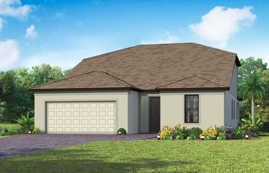 Representative exterior photo of a completed home built from the Mystique Grande by Del Webb in Del Webb Naples, Ave Maria, FL (Image 27).