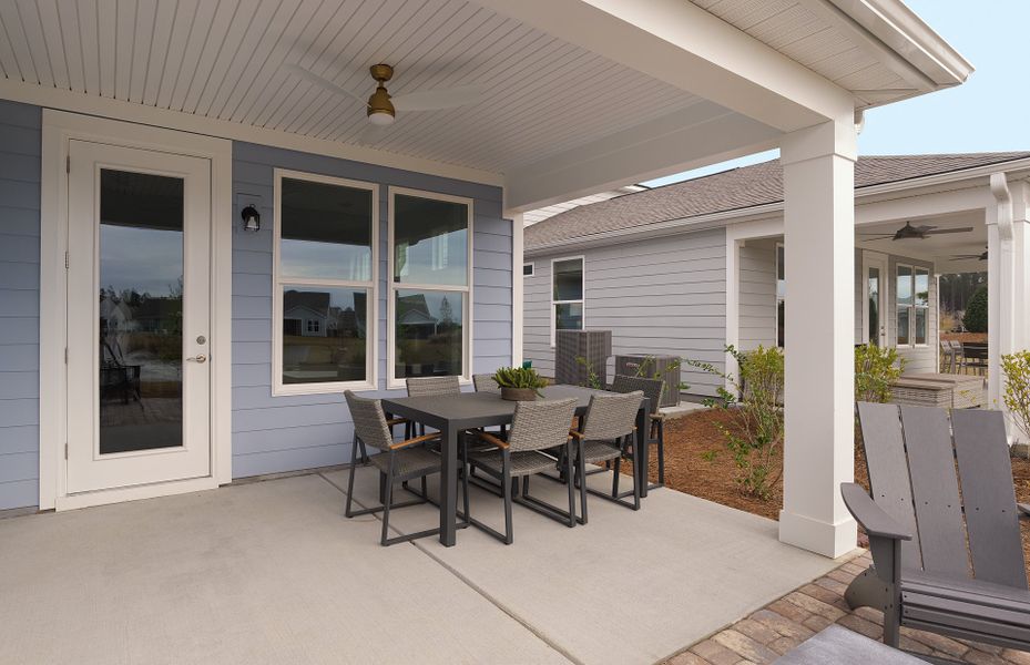 Host an outdoor dinner on the covered patio.