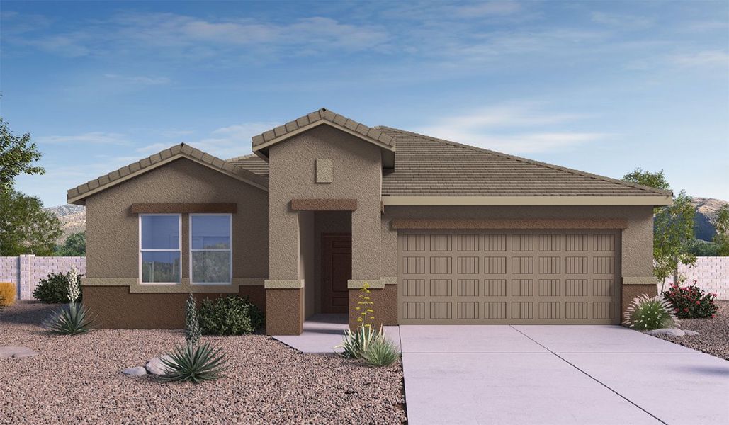 Representative exterior photo of a completed home built from the Dalea by D.R. Horton in Saguaro Bloom, Marana, AZ (Image 1).