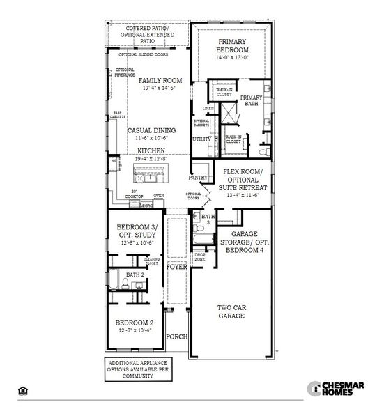 2D floor plan layout for the Lauren – 55′ Lot by Chesmar Homes in Attwater, Waller, TX (Image 3). 2D floor plan layout for the Lauren – 55′ Lot by Chesmar Homes in Attwater, Waller, TX (Image 3).