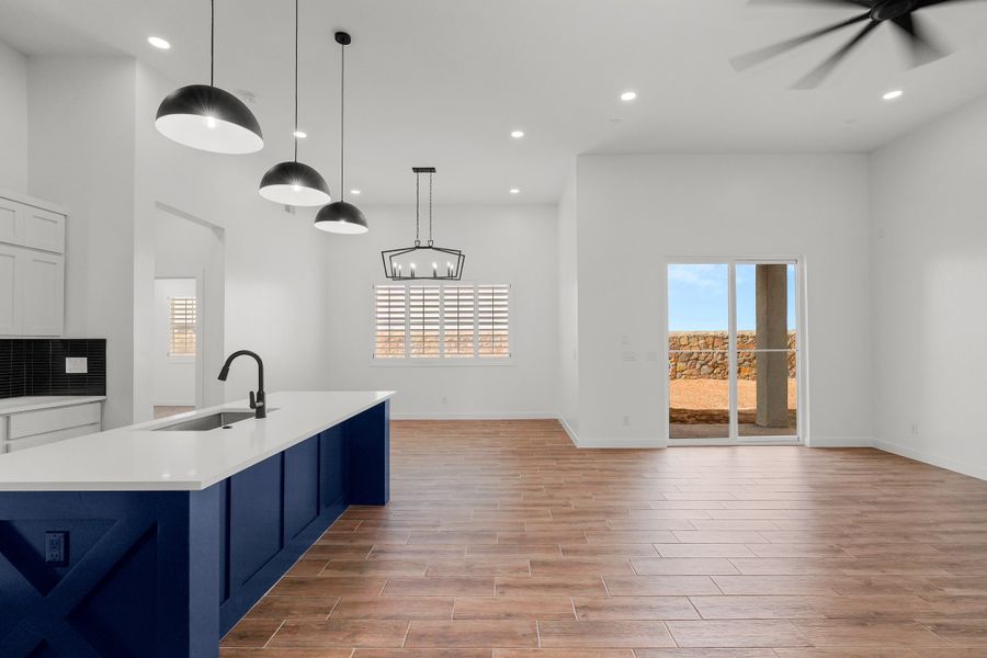 Representative furnished interior of a home built from the Torrey Pines 4BDR by LEH. Homes in Painted Sky, El Paso (Image 6). Representative furnished interior of a home built from the Torrey Pines 4BDR by LEH. Homes in Painted Sky, El Paso (Image 6).