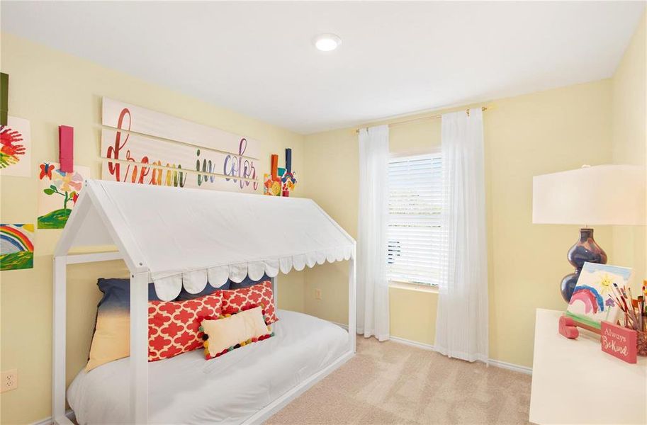 Bedroom with carpet flooring