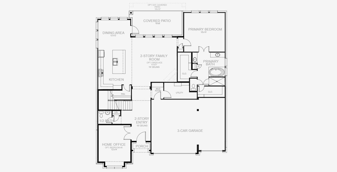 2D floor plan layout for the 3550W by Perry Homes in The Highlands 60', Porter, TX (Image 4). 2D floor plan layout for the 3550W by Perry Homes in The Highlands 60', Porter, TX (Image 4).