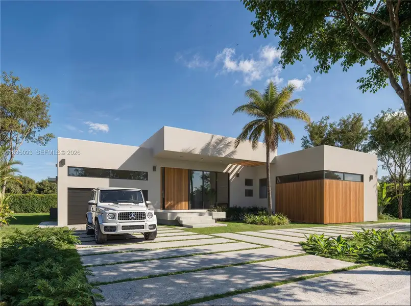 Front exterior of a new home in , Pinecrest, FL, highlighting curb appeal (Image 2). Front exterior of a new home in , Pinecrest, FL, highlighting curb appeal (Image 2).