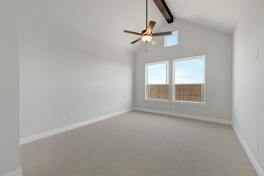 Unfurnished room with carpet and a ceiling fan Unfurnished room with carpet and a ceiling fan