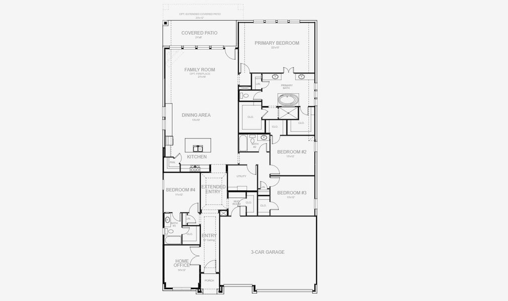 2D floor plan layout for the 2695M by Perry Homes in Hidden Canyon 55', San Antonio, TX (Image 3).