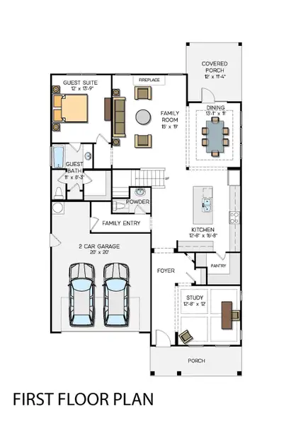 2D floor plan layout for the Pinehurst with 3rd Floor Retreat by Greybrook Homes in Edmunds Farm, Clover, SC (Image 3).