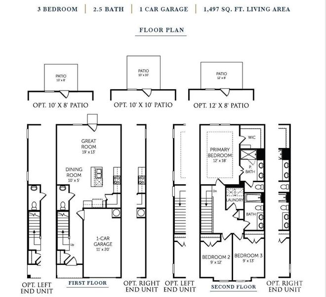 2D floor plan layout of this home in Townes at Ribbon Walk, Charlotte, NC (Image 2). 2D floor plan layout of this home in Townes at Ribbon Walk, Charlotte, NC (Image 2).