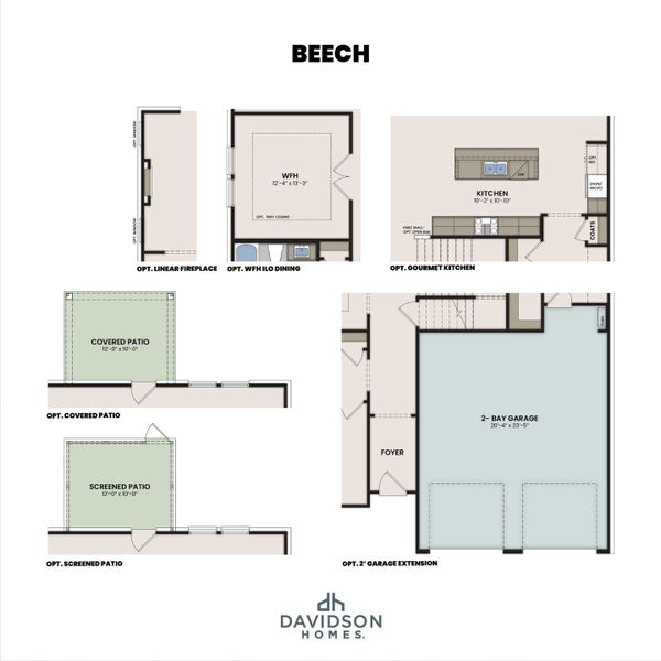 2D floor plan layout for the The Beech H-BF by Davidson Homes LLC in Bradshaw Farms, Mount Juliet, TN (Image 22).