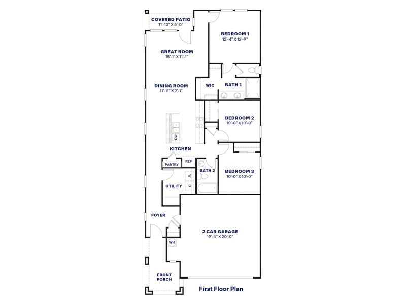 2D floor plan layout for the Nova by D.R. Horton in The Buttes at Mystic, Peoria, AZ (Image 3).