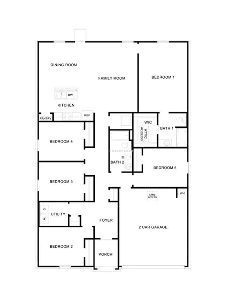 2D floor plan layout for the The Bailey by D.R. Horton in Navarro Fields, Seguin, TX (Image 3).
