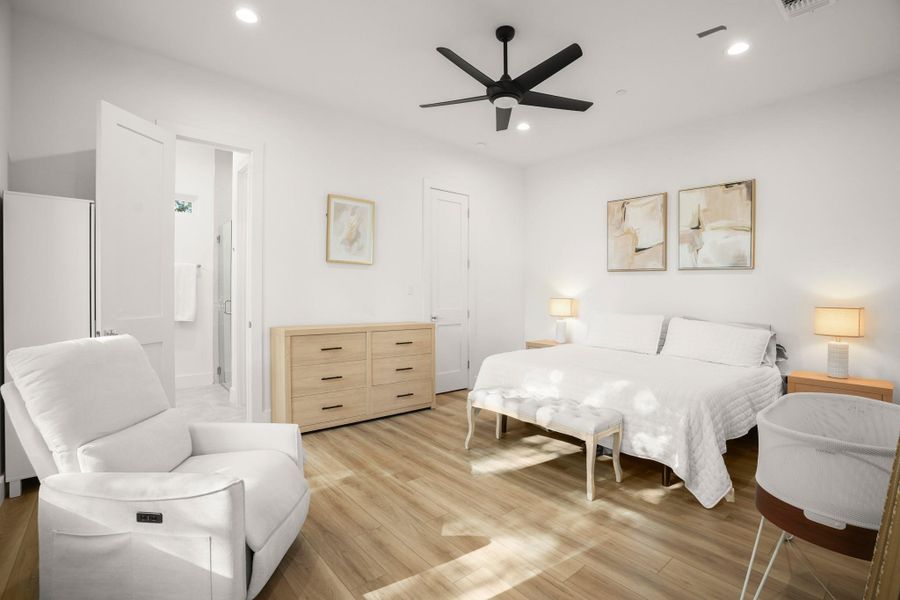 The secluded main floor primary suite is your peaceful retreat for rest and relaxation. The secluded main floor primary suite is your peaceful retreat for rest and relaxation.