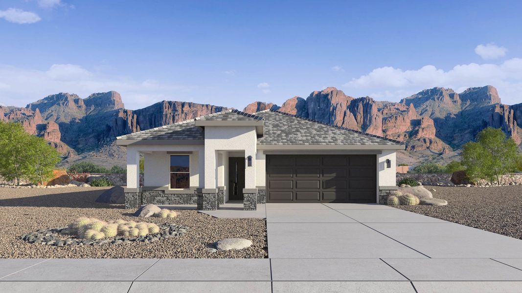 Representative exterior photo of a completed home built from the Gaven by D.R. Horton in The Ridge at Stone Butte, Phoenix, AZ (Image 2).
