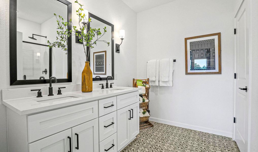 Primary bath features vanity with dual sinks Primary bath features vanity with dual sinks