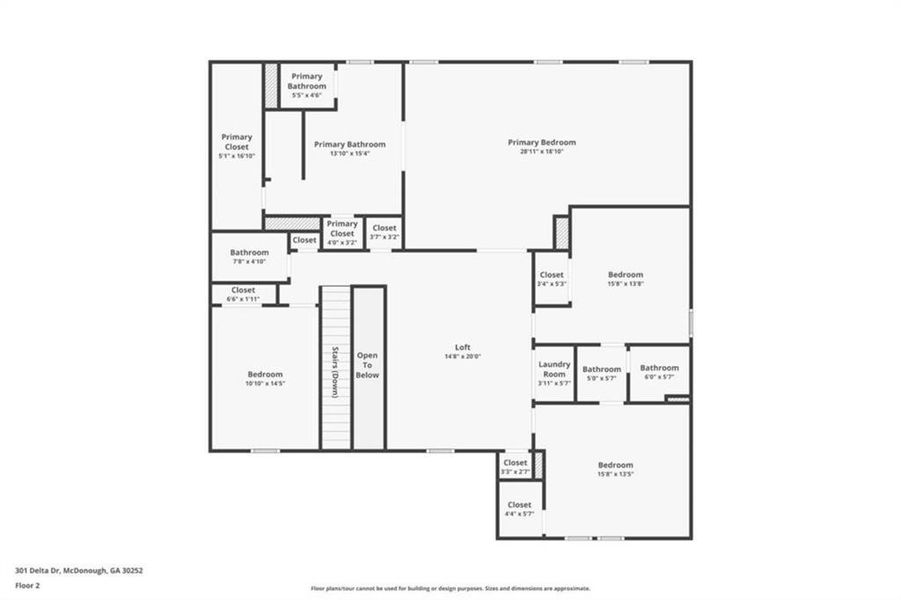 2D floor plan layout of this home in Trinity Park, McDonough, GA (Image 7).